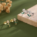 Opal Clear CZ Flower Stud Earrings in Sterling Silver, Silver, Gold, Delicate CZ Flower Stud Earrings
