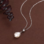 Natural Baroque Pearl Adjustable Lariat Pendant Necklace in Sterling Silver