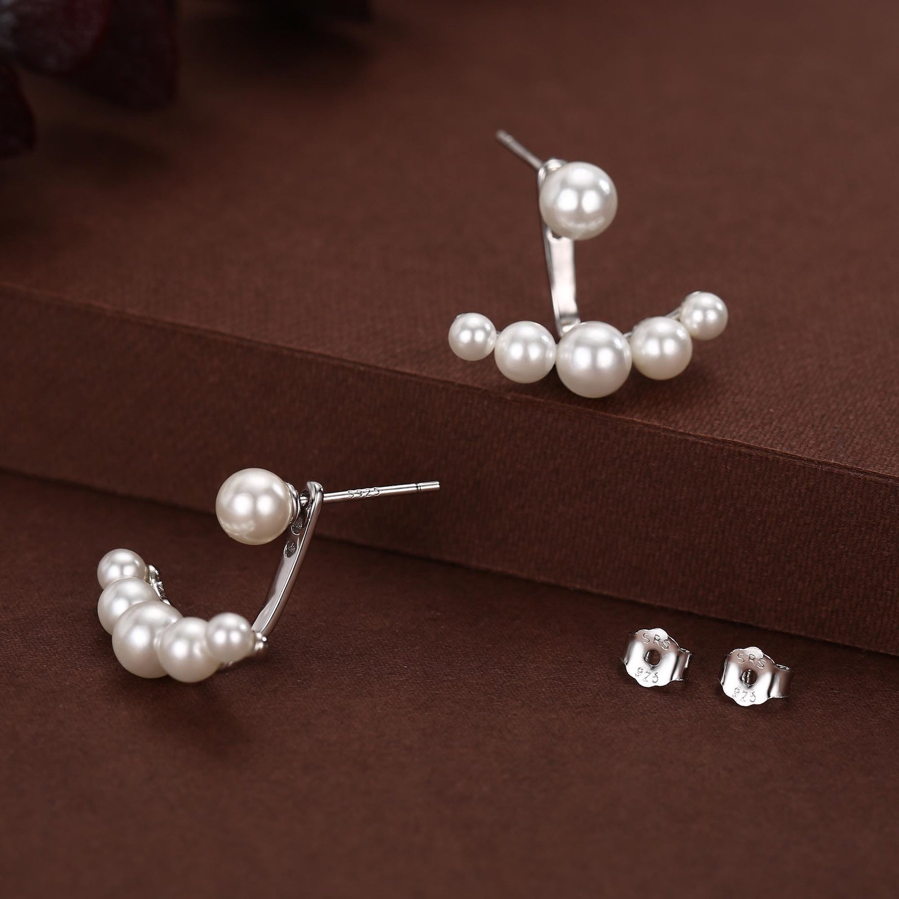 Sterling Silver Mother of Pearl Pearl Jacket Earrings in Sterling Silver