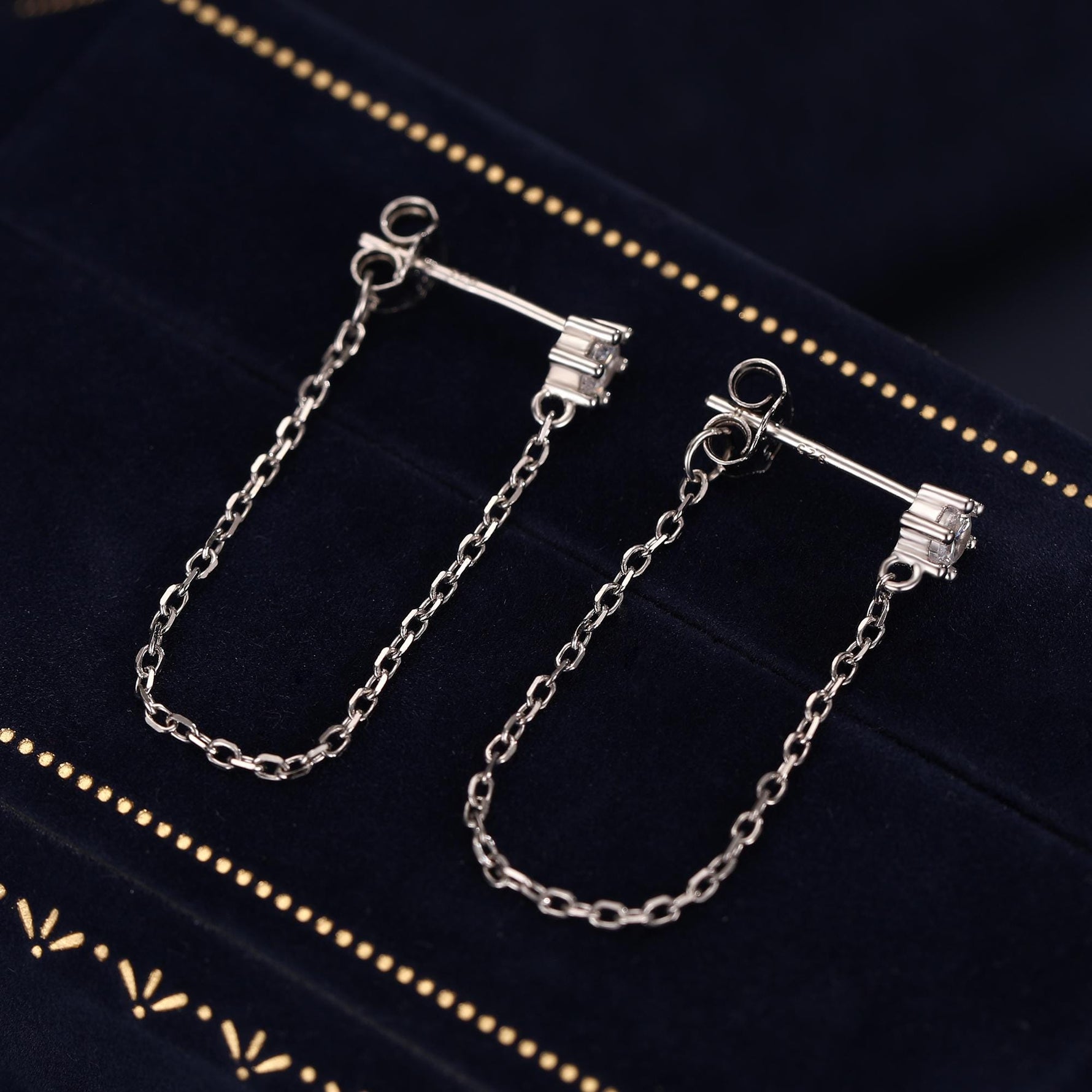 CZ Chain Ear Jacket in Sterling Silver,