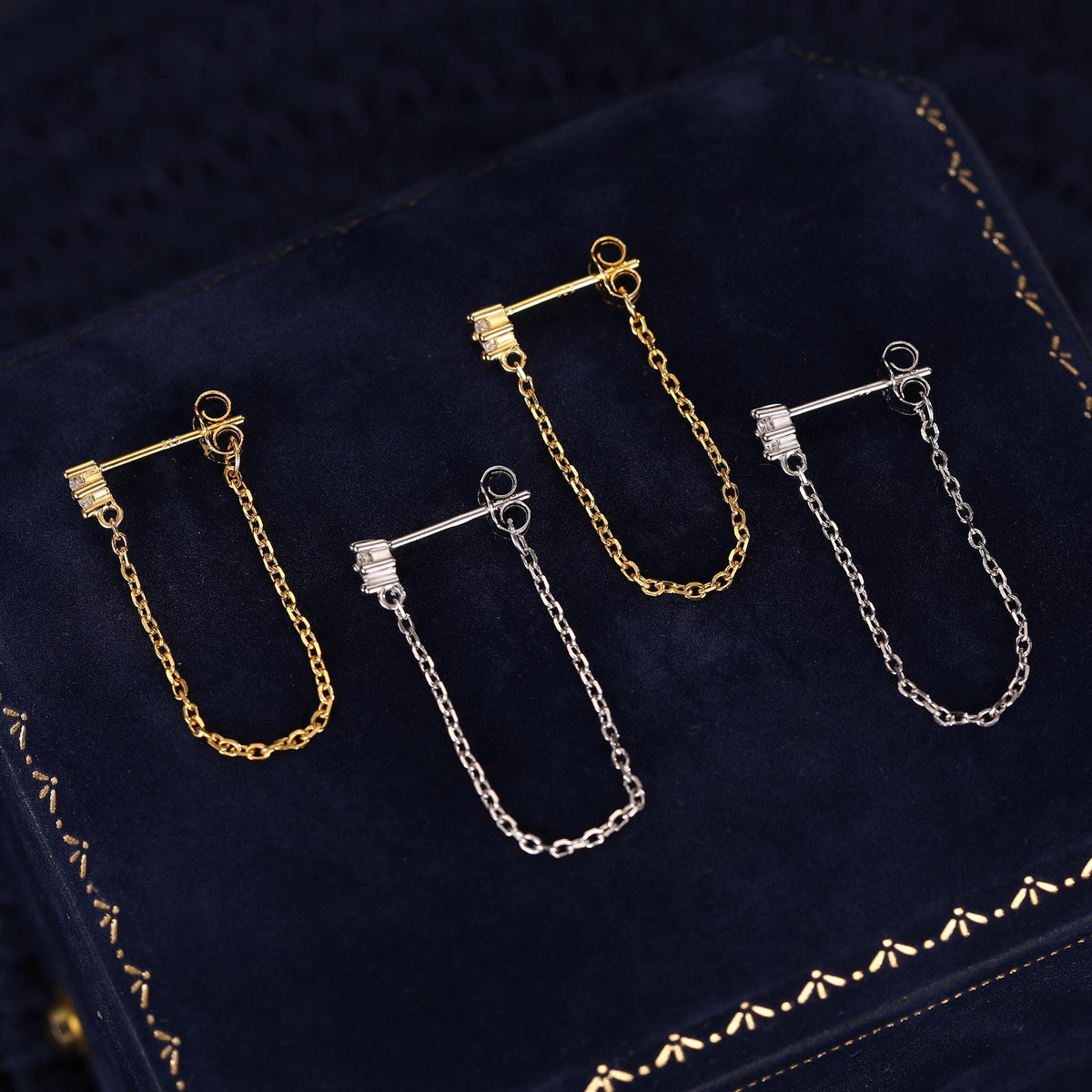 CZ Chain Ear Jacket in Sterling Silver,