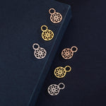 Mandala Flower Disk Charms for Huggie Hoops in Sterling Silver
