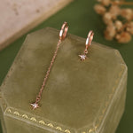Asymmetric Tiny CZ Starburst Huggie Hoop Earrings in Sterling Silver, Silver, Gold or Rose Gold, North Star Earrings, Sunburst Earrings