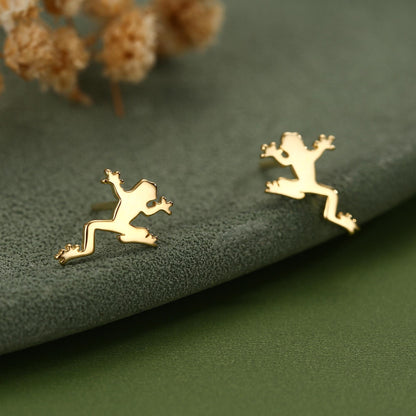 Frog Stud Earrings in Sterling Silver, Tree Frog, Rain Forest Frog Nature Inspired, Cute Fun and Quirky
