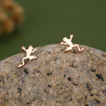 Frog Stud Earrings in Sterling Silver, Tree Frog, Rain Forest Frog Nature Inspired, Cute Fun and Quirky