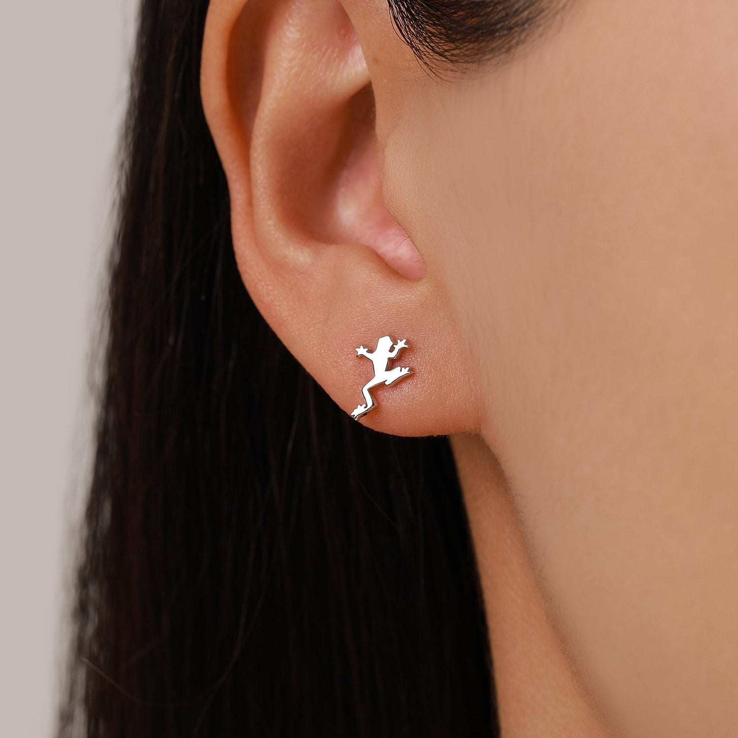 Frog Stud Earrings in Sterling Silver, Tree Frog, Rain Forest Frog Nature Inspired, Cute Fun and Quirky