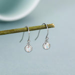 Tiny 4mm Aurora CZ Drop Earrings in Sterling Silver, Colour Changing Cubic Zirconia Hook Earrings, Silver, Gold or Rose Gold, AB Crystals