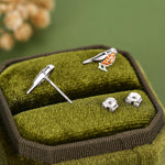 Crystal Robin Bird Stud Earrings in Sterling Silver, British Bird Earrings, Nature Inspired Animal Earrings, CZ Robin Stud