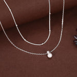 Genuine Freshwater Pearl Double Layer Pendant Necklace in Sterling Silver