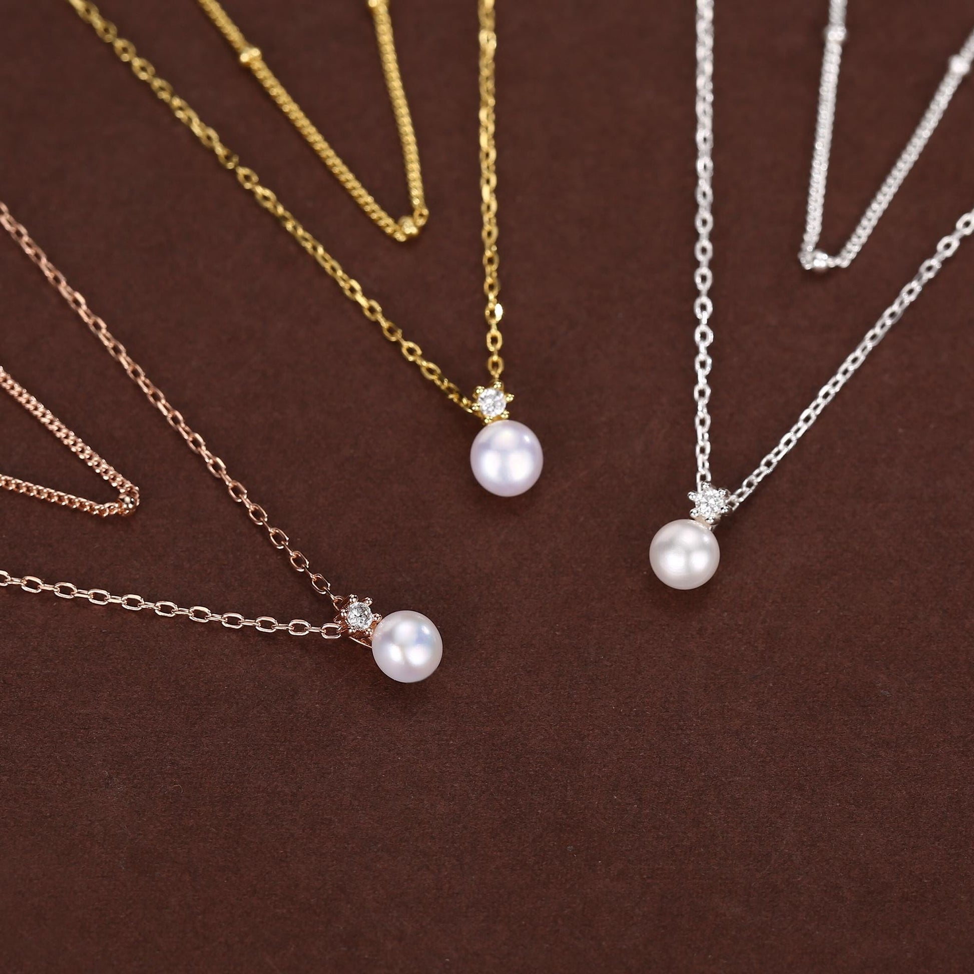 Genuine Freshwater Pearl Double Layer Pendant Necklace in Sterling Silver, Silver or Gold or Rose Gold, Delicate Pearl Necklace