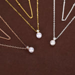 Genuine Freshwater Pearl Double Layer Pendant Necklace in Sterling Silver