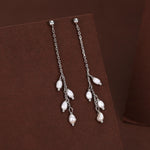 Genuine Oval Freshwater Pearl Drop Dangle Earrings in Sterling Silver