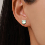 Hand Painted Enamel Frog Stud Earrings in Sterling Silver, Kawaii Frog Earrings, Green Frog Earrings, Nature Inspired