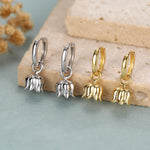 Lily of the Valley Flower Charm Huggie Hoop Earrings in Sterling Silver, Lily of the Valley Flower Dangle Earrings, Detachable Charms