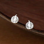 Pumpkin Squash Stud Earrings in Sterling Silver, Silver, Gold or Rose Gold, Small Stripy Pumpkin Earrings, Halloween Earrings
