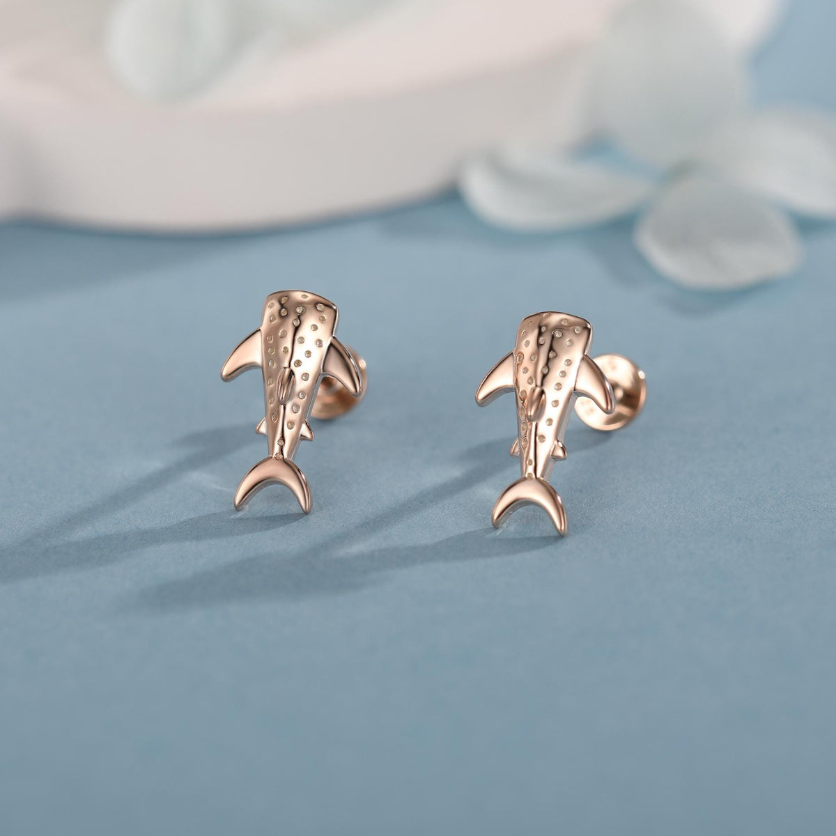 Sterling Silver Whale Shark 16G Flat Back Labret Earrings