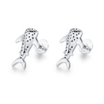 Sterling Silver Whale Shark 16G Flat Back Labret Earrings