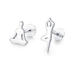 Sterling Silver Yoga Pose 16G Flat Back Labret Earrings