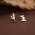 Sterling Silver Yoga Pose 16G Flat Back Labret Earrings