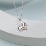Tiny Little Rabbit Pendant Necklace in Sterling Silver, Silver Rabbit Necklace, Silver Hare Necklace