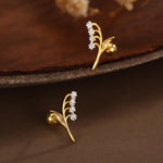 Sterling Silver Lily of the Valley 18G Screw Back Stud Earrings