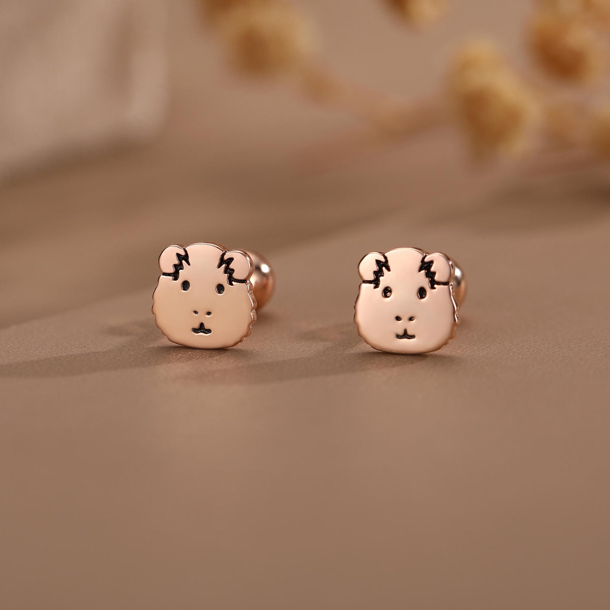 Sterling Silver Guinea Pig 18G Screw Back Stud Earrings