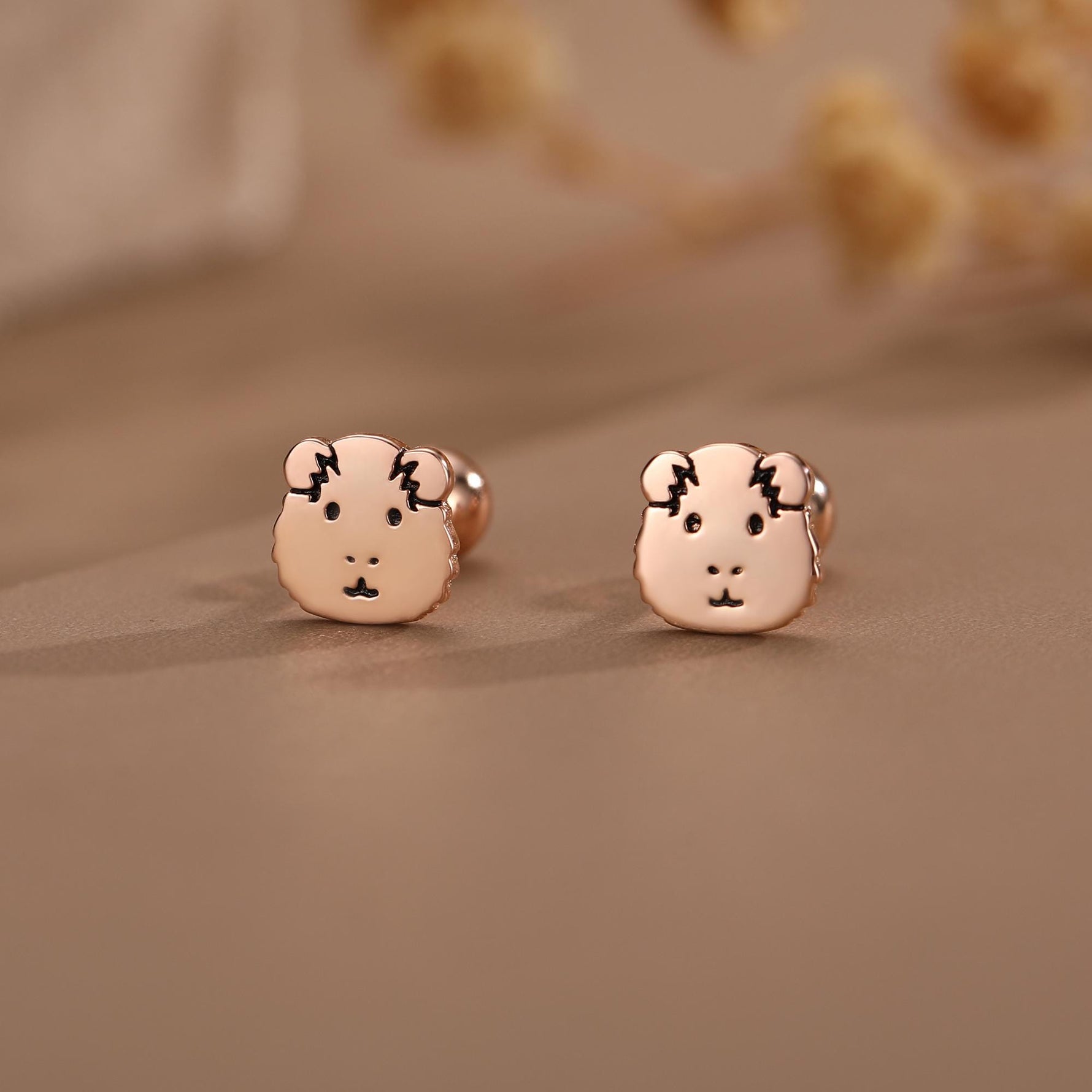 Sterling Silver Guinea Pig 18G Screw Back Stud Earrings