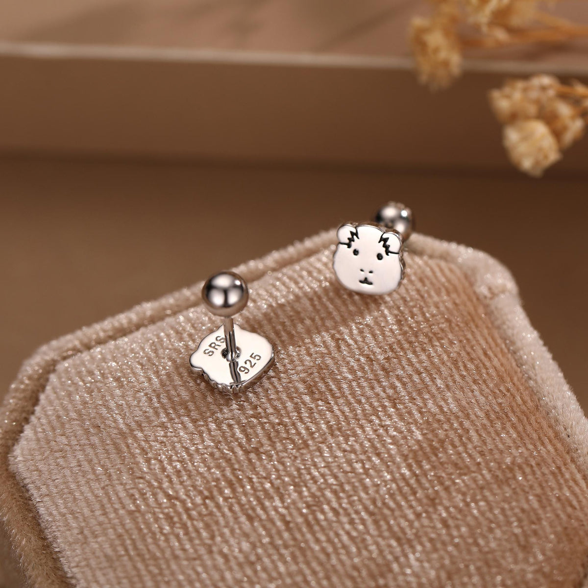 Sterling Silver Guinea Pig 18G Screw Back Stud Earrings