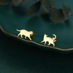 Sterling Silver Asymmetric Cat 18G Screw Back Stud Earrings