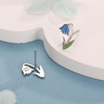 Sterling Silver Bluebell Flower Enamel Stud Earrings
