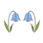 Sterling Silver Bluebell Flower Enamel Stud Earrings