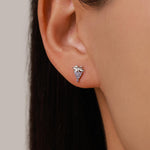 Sterling Silver Grape and Leaf Purple CZ Stud Earrings