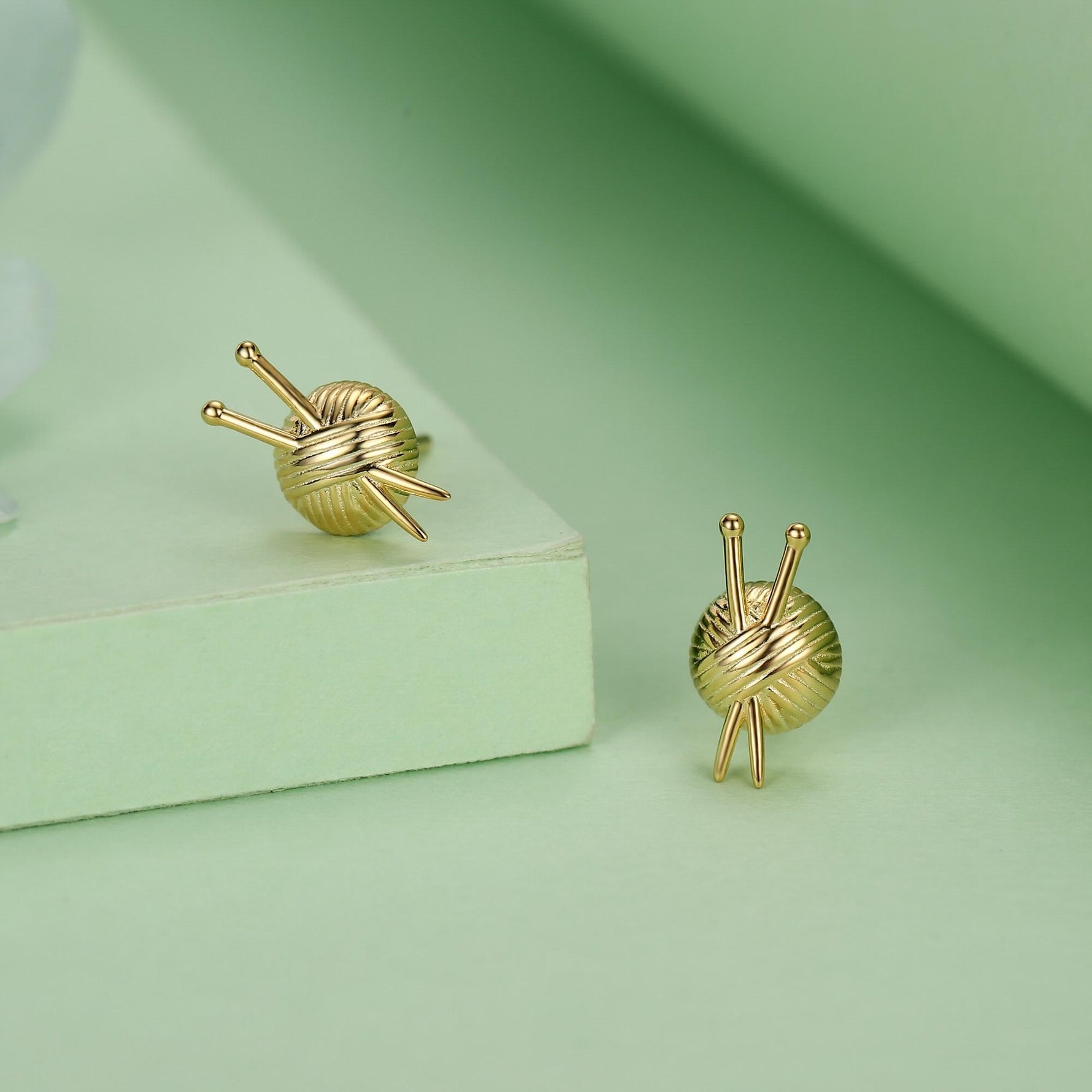 Sterling Silver Knitting Yarn Ball Stud Earrings