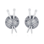 Sterling Silver Knitting Yarn Ball Stud Earrings