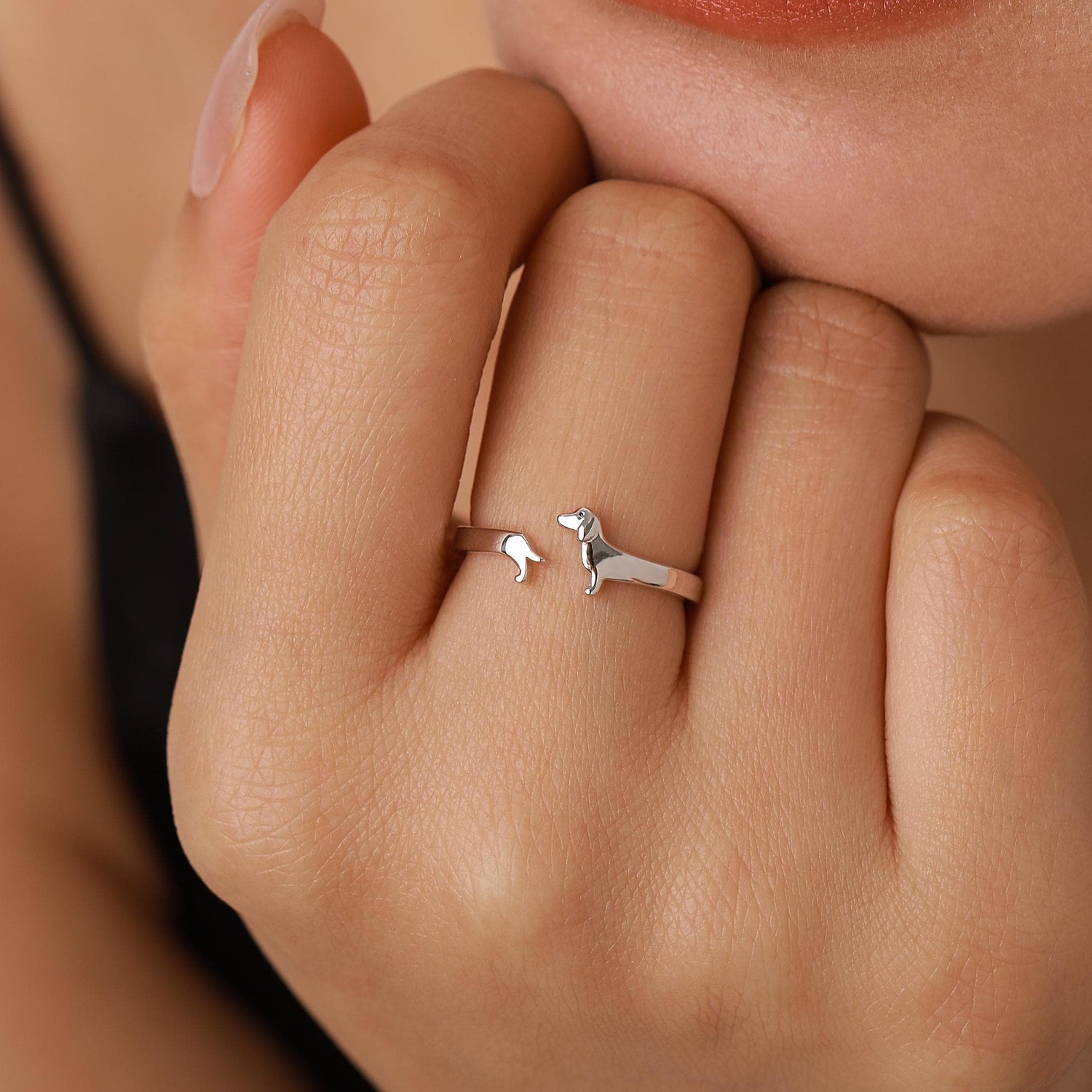 Sterling Silver Dachshund Wrap Ring