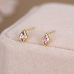 Sterling Silver Pink CZ Rhombus Stud Earrings