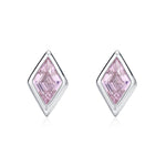 Sterling Silver Pink CZ Rhombus Stud Earrings