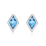 Sterling Silver Sky Blue CZ Rhombus Stud Earrings