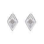 Sterling Silver Clear CZ Rhombus Stud Earrings