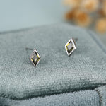 Sterling Silver Olive Green CZ Rhombus Stud Earrings