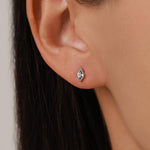 Sterling Silver Sky Blue CZ 18G Screw Back Rhombus Stud Earrings