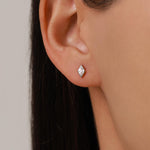 Sterling Silver Clear CZ 18G Screw Back Rhombus Stud Earrings