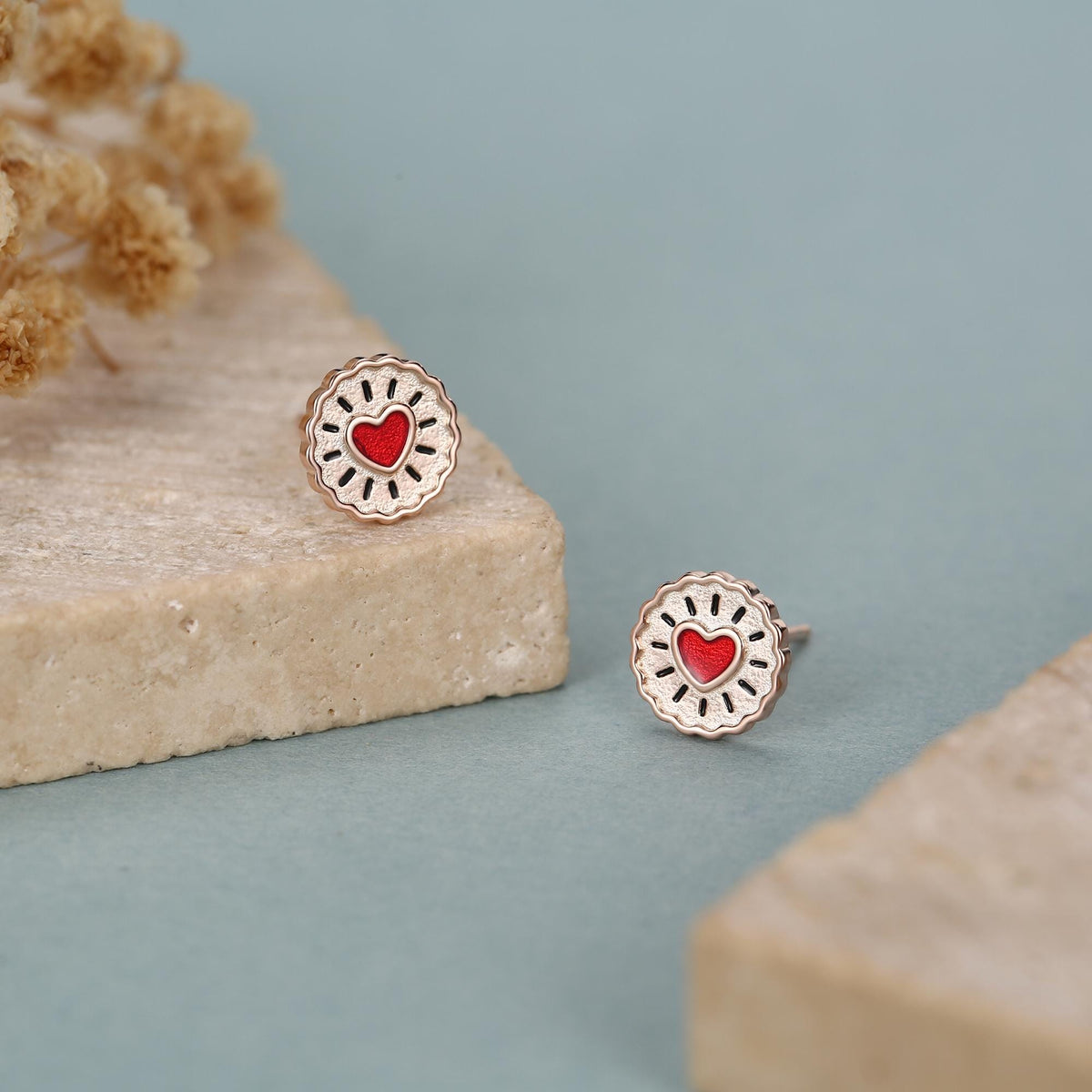 Sterling Silver Biscuit Stud Earrings – Food Design, Minimalist Fun and Quirky Jewellery