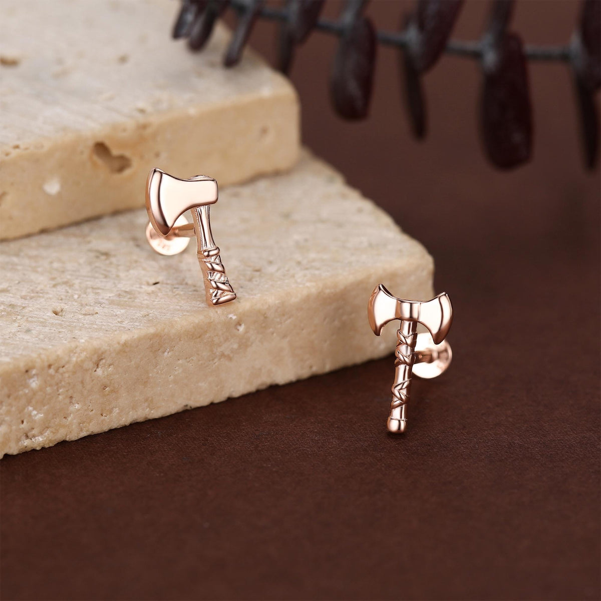 Sterling Silver Viking Axe Mismatched 16G Flat Back Labret Earrings