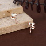Sterling Silver Viking Axe Mismatched 16G Flat Back Labret Earrings