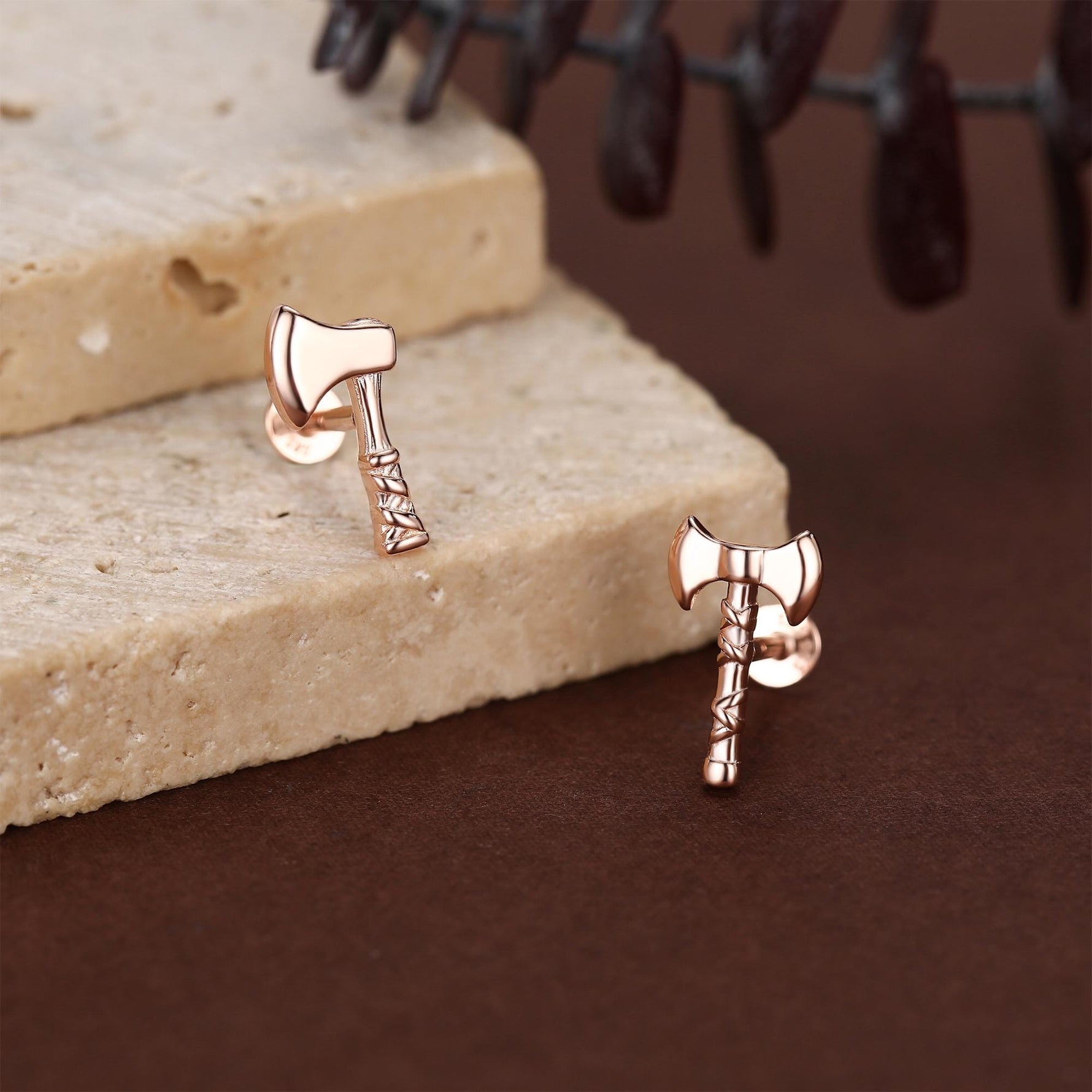 Sterling Silver Viking Axe Mismatched 16G Flat Back Labret Earrings