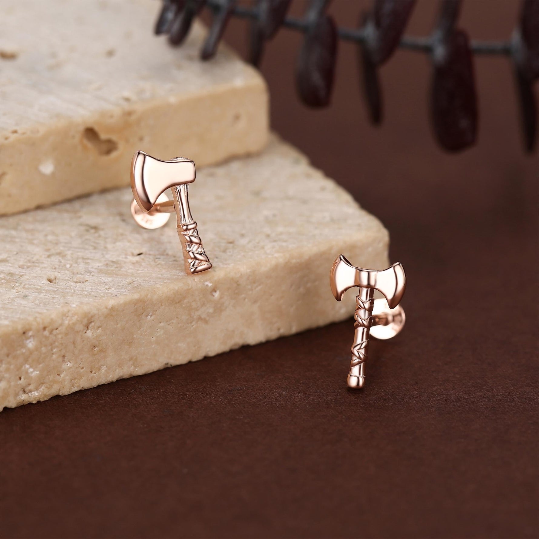 Sterling Silver Viking Axe Mismatched 16G Flat Back Labret Earrings