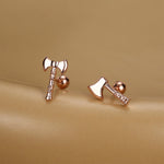 Sterling Silver Viking Axe 18G Screw Back Stud Earrings