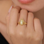 Anatomical Heart & Skeleton Hands Sterling Silver Ring, Oxidised Silver Heart in Hand Ring, Gothic Romantic Ring