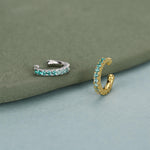 Emerald Green Ombre CZ Ear Cuff in Sterling Silver, Silver or Gold, Simple Piercing Free Earrings, Minimalist Ear Cuff, Green CZ Ear Cuff